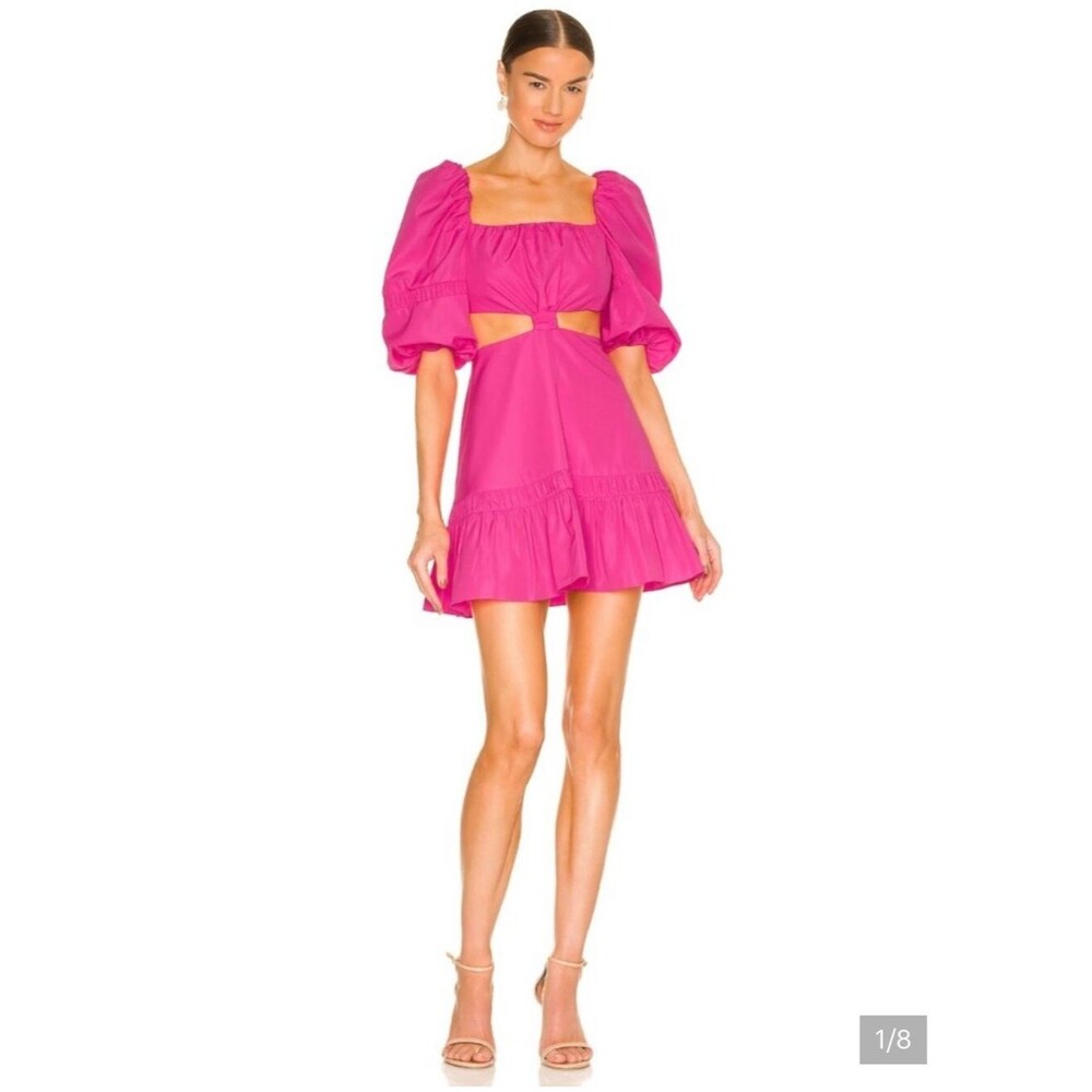 Alexis Bertana Puff Sleeve Cut Out Mini Dress Vacation Tropical Resort Wear